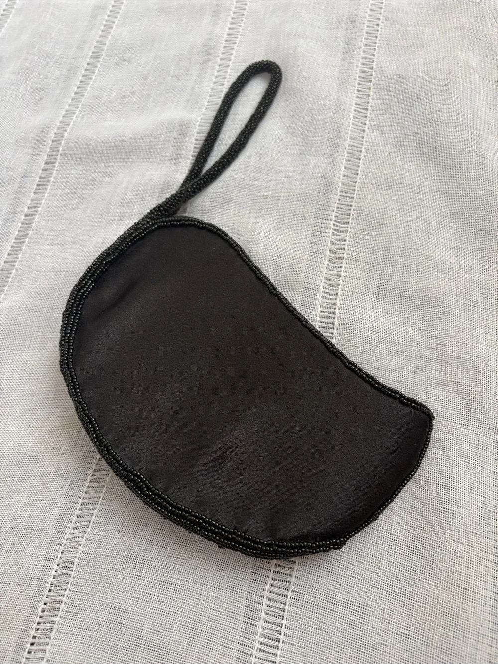 Vintage Y2k Evening Black Beaded Wristlet Clutch